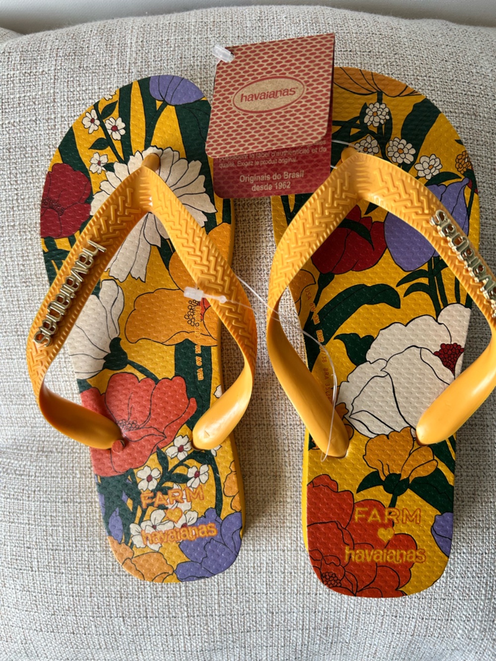 Havaianas Yellow Floral Print Flip Flops